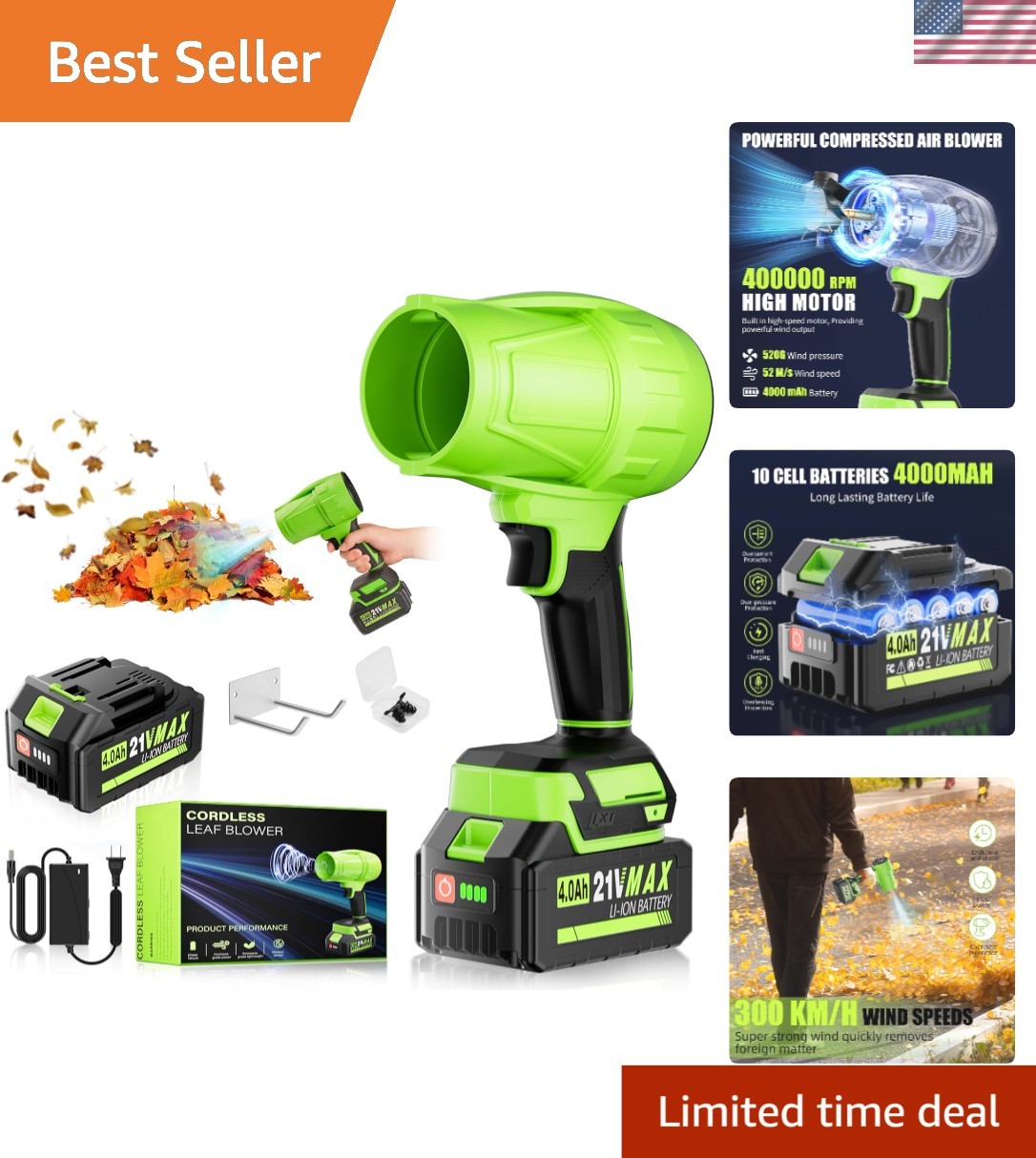 High-Power Cordless Blower with Battery & Charger - Perfect for Yard & Patio