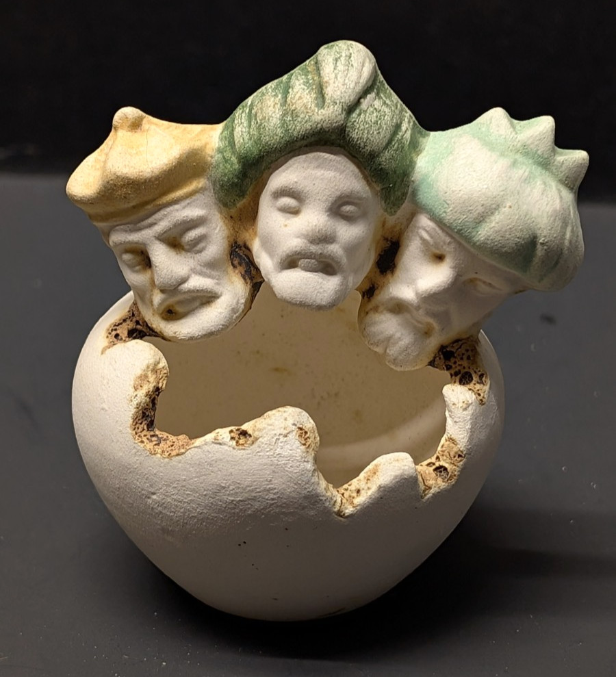 Unique Three Wisemen Head Mini Pottery Succulent Planter 2.75"H x 2.5"W