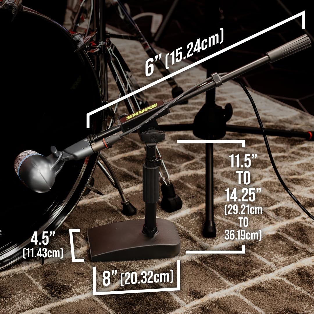 Shure by Compact, Low Profile Mic Stand with Single-Section Boom; (SH-DESKTOP2)