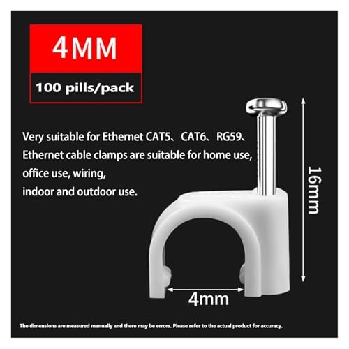 100 Cable Clamps, 4mm Cable Management, Ethernet Cable Clamps,
