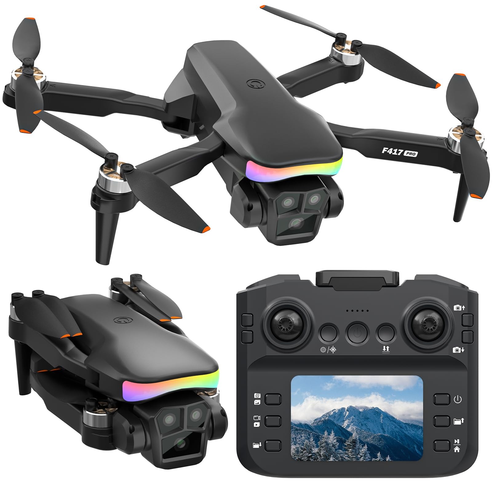 F417PRO FPV Drone with 1080P Camera Screen Remote for Adults Starry Black