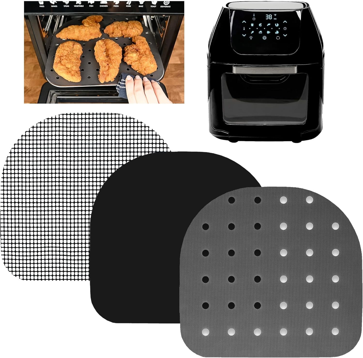 Air Fryer Reusable Liners for Dehydrator Racks Compatible with Chefman 6.3...