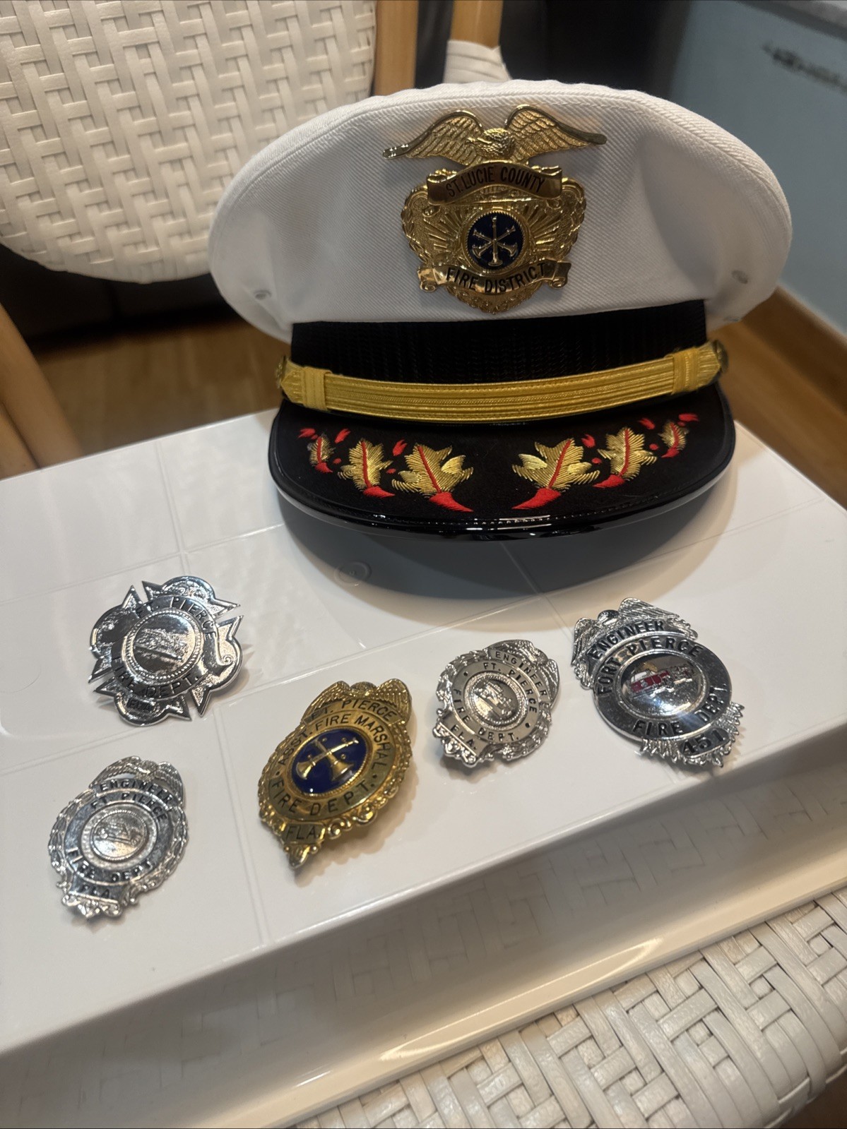 St. LUCIE COUNTY FLORIDA FIRE Department Ft Pierce Florida 5 Badges Hat Vintage