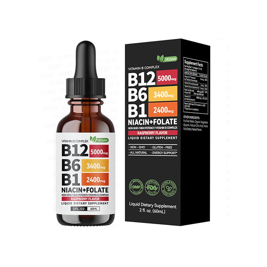 Vitamin B12 Liquid Supplement Dropswith B6, B1, Niacin & Folate -Edible Support