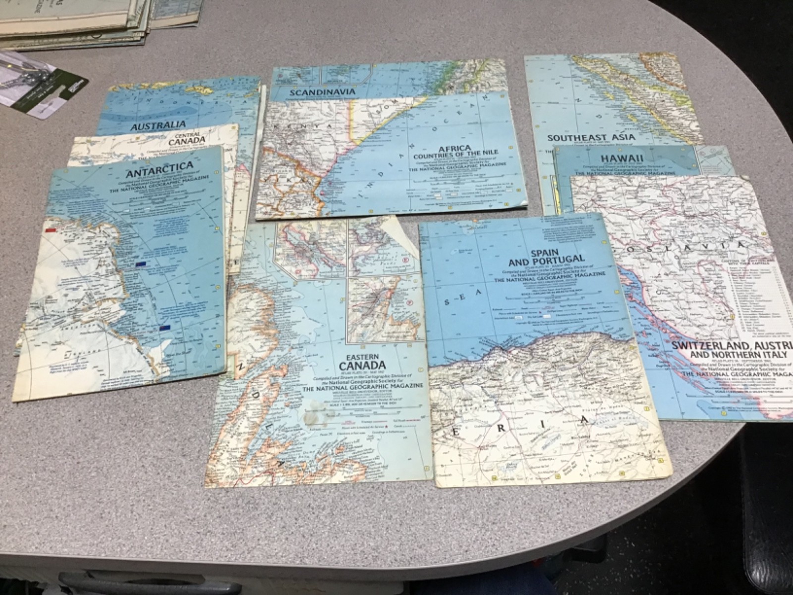 Vintage National Geographic US Maps Lot of nine. All from 1960s