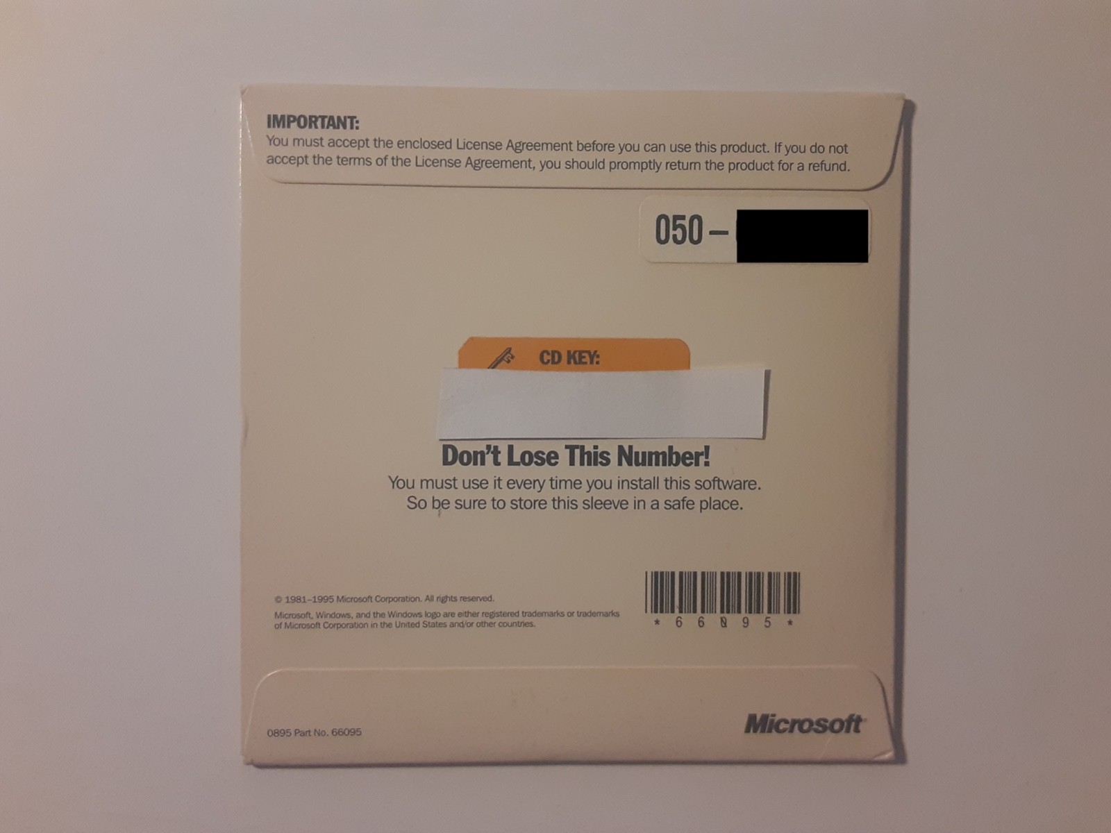 MICROSOFT WINDOWS 95 Upgrade OS With CD-Key / PC Vintage Retro Software 90's