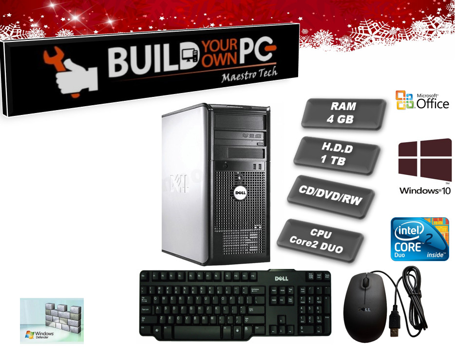 Clearance Dell DT Core 2 Duo WINDOWS 10 + LCD 19" + KB + Office + WiFi