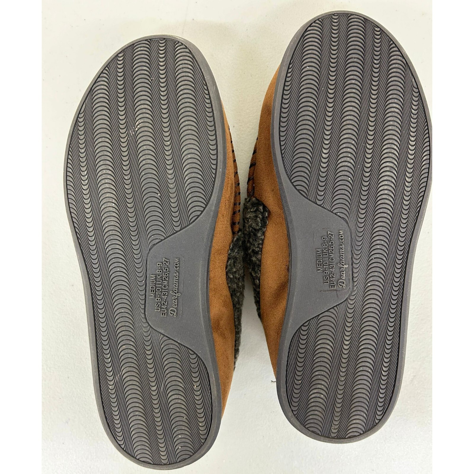 Dearfoams Men's Eli Microfiber Suede Moccasin Slipper Chestnut 9-10M New W/O Box