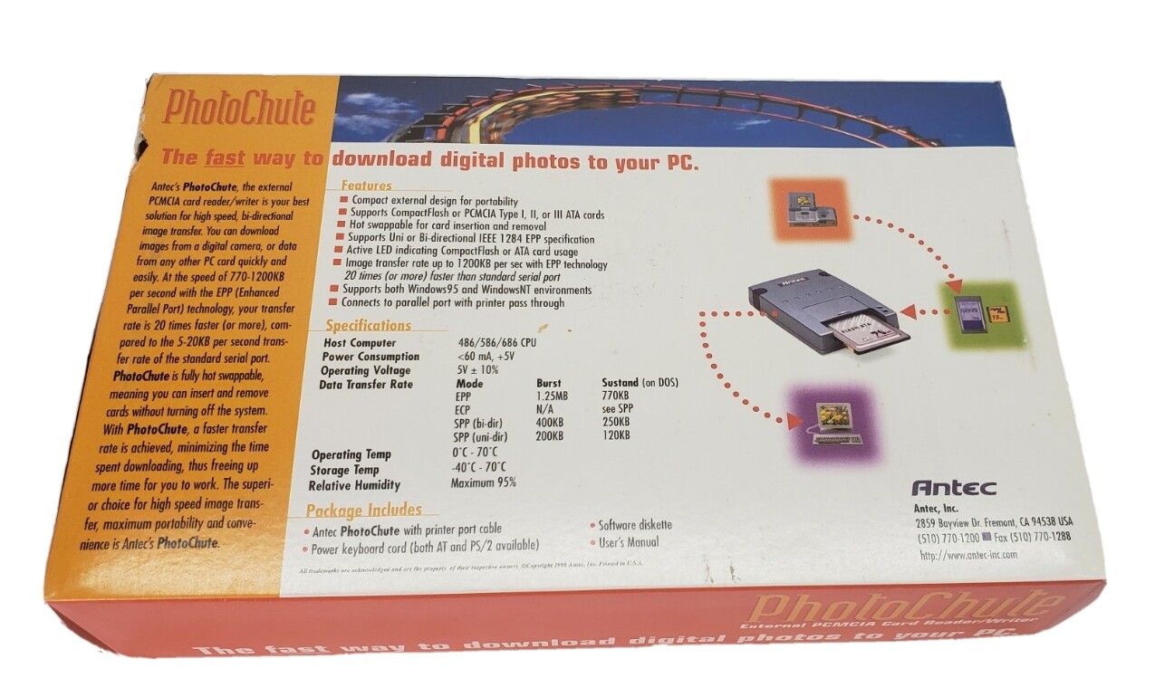 Vintage Antec PhotoChute Digital Camera PC connection complete adapter