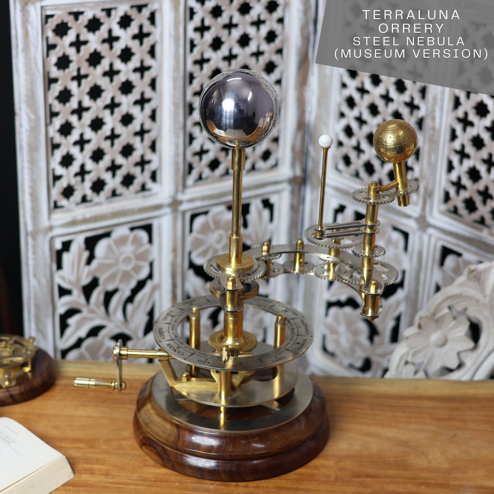Orrery, Working of Earth, Moon around the Sun, Brass and Steel Made