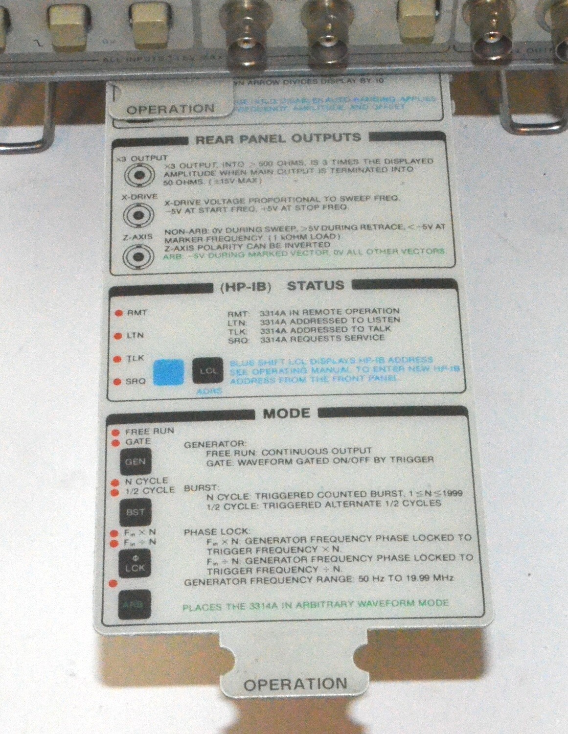 Hewlett Packard HP 3314A Programmable Function Generator *Used* Agilent