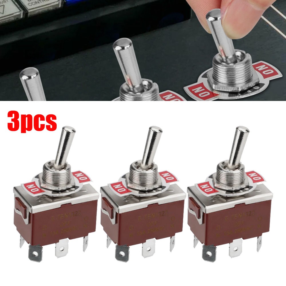 3pcs 6Pin Toggle Switch Heavy Duty DPDT ON/OFF/ON 20A 125V Waterproof