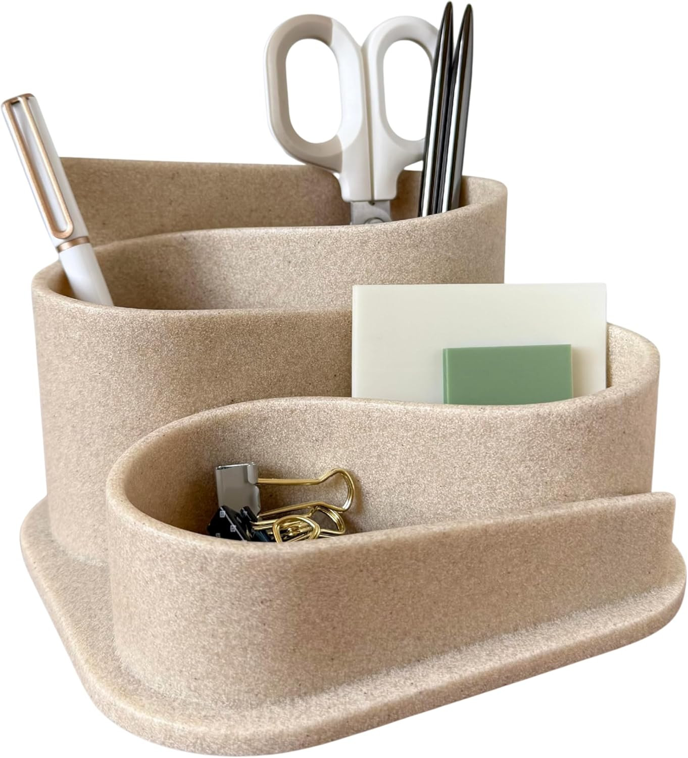 Aesthetic Desk Organizer - Modern Desk Accessories - Boho Pen Holder | Beige Aes