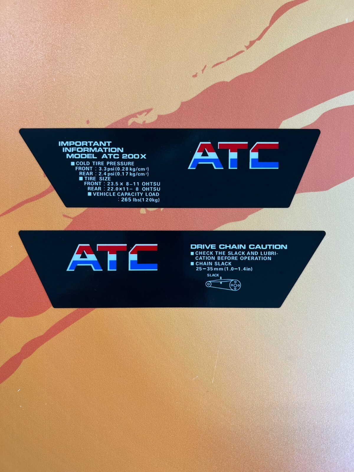 Honda 200X ATC Side Decals for fenders  85 1985 ATC200X H218