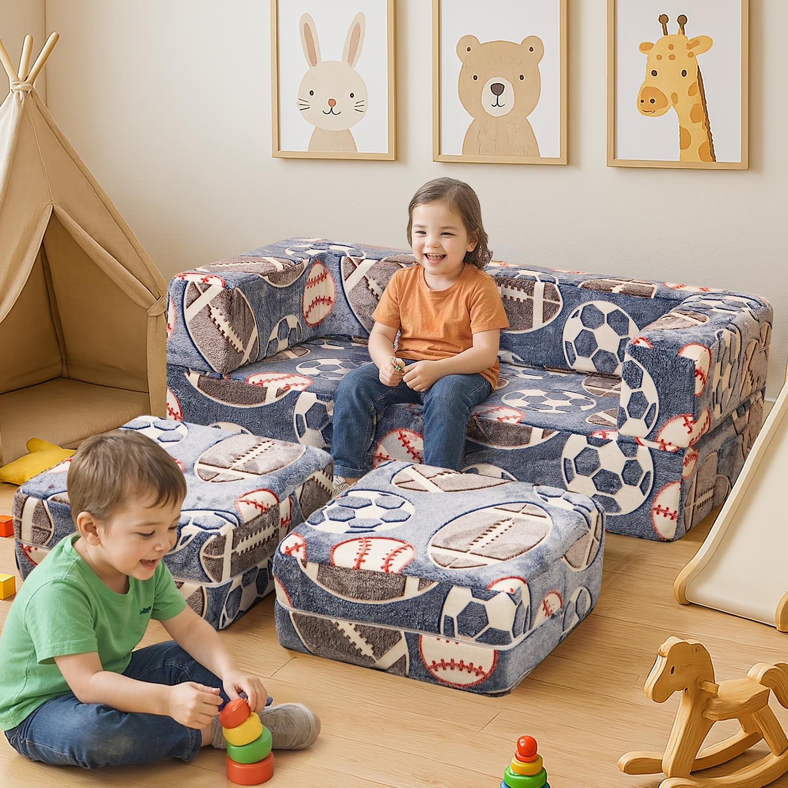 Modular Play Couch, Glow in Dark Sofa, Sectional Sofa, Play Couch Fold Out Ki...