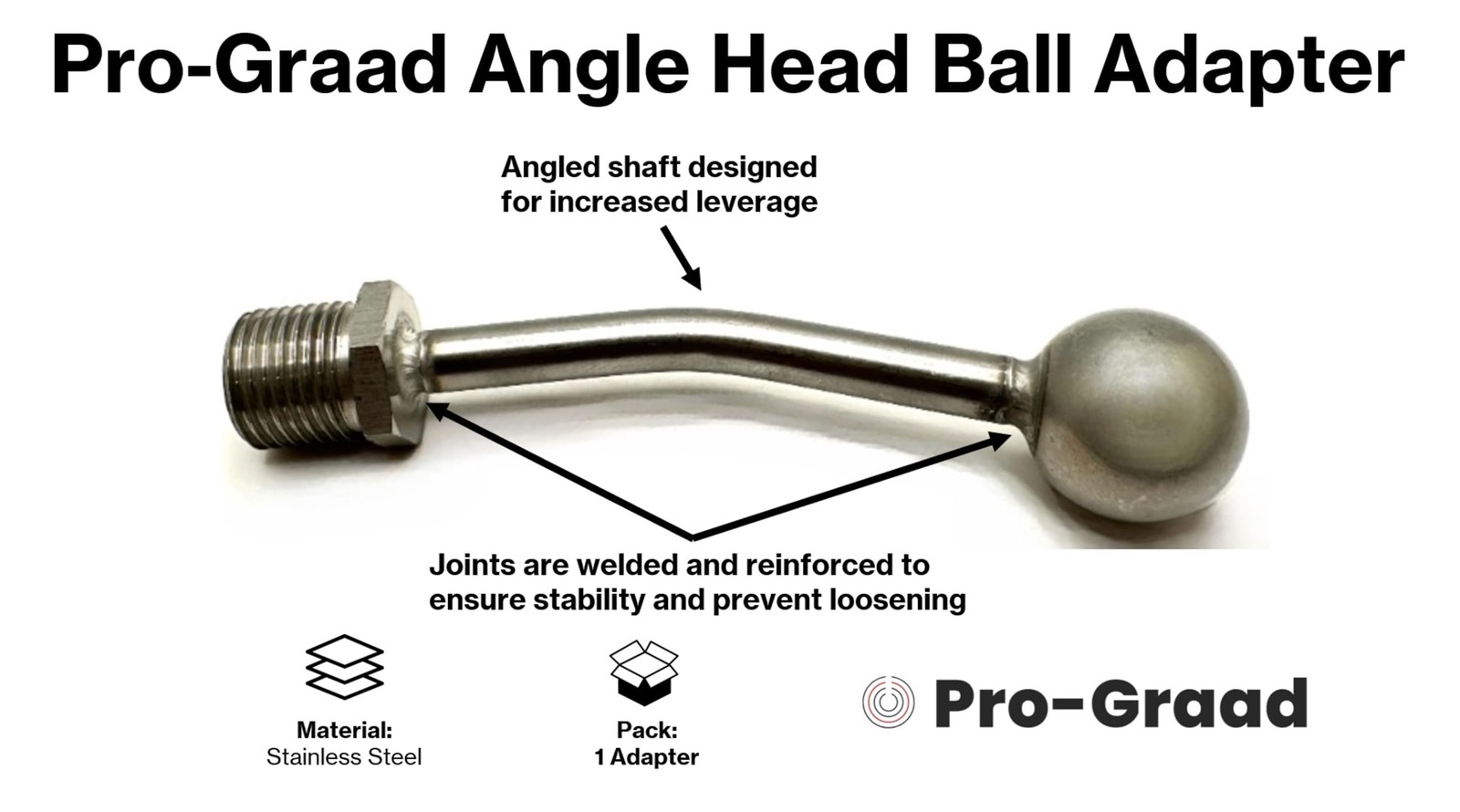 Pro-Graad Angle Head Ball Adapter - Fits TapeTech, Columbia, Level 5, Drywall...