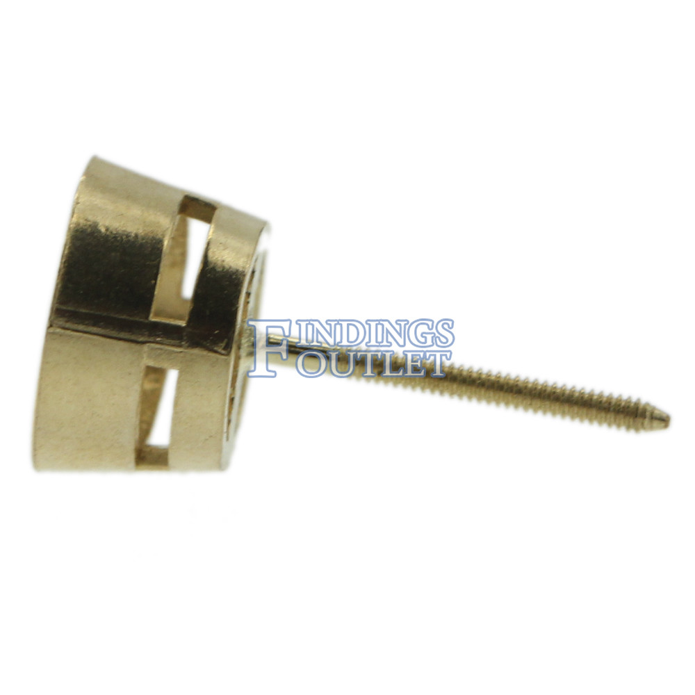 14k Yellow Gold Round Bezel Stud Earring Mounting Setting Screw Back Post