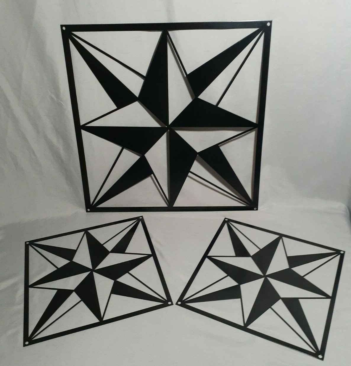 3 Large Medium Quilt Plaques Templates Stencils Black Metal.