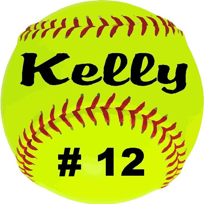 2 - Softball Decals Bumper Stickers 4.5" Personalize Gifts Girls Boys Team Sport