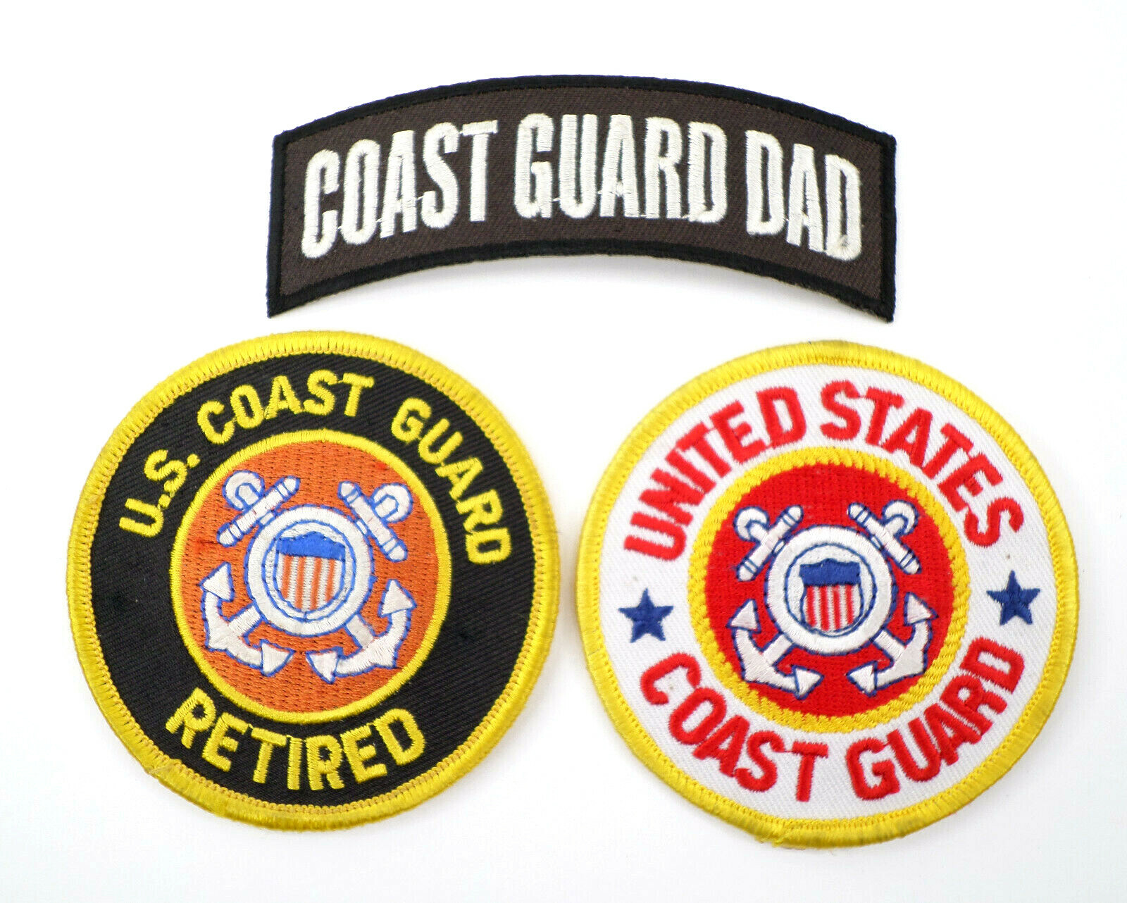 3-pc United States Coast Guard / Retired / Dad (MINOR WEAR) Patches Military