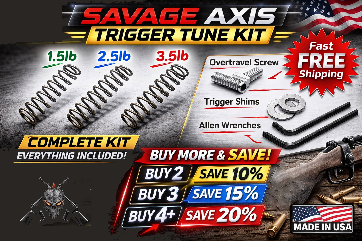Trigger Spring Kit Reduced Power Light Pull Upgrade Fits Savage Axis USA Made
