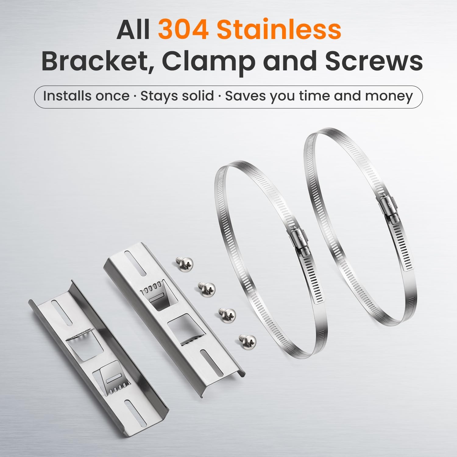 QILIPSU Pole Mounting Kits, 304 Stainless Steel 6.9" x 1.9" Brackets with Adj...