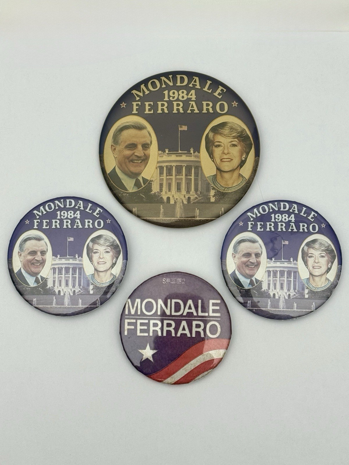 1984 WALTER MONDALE GERALDINE FERRARO campaign pin pinback buttons Lot Of 4
