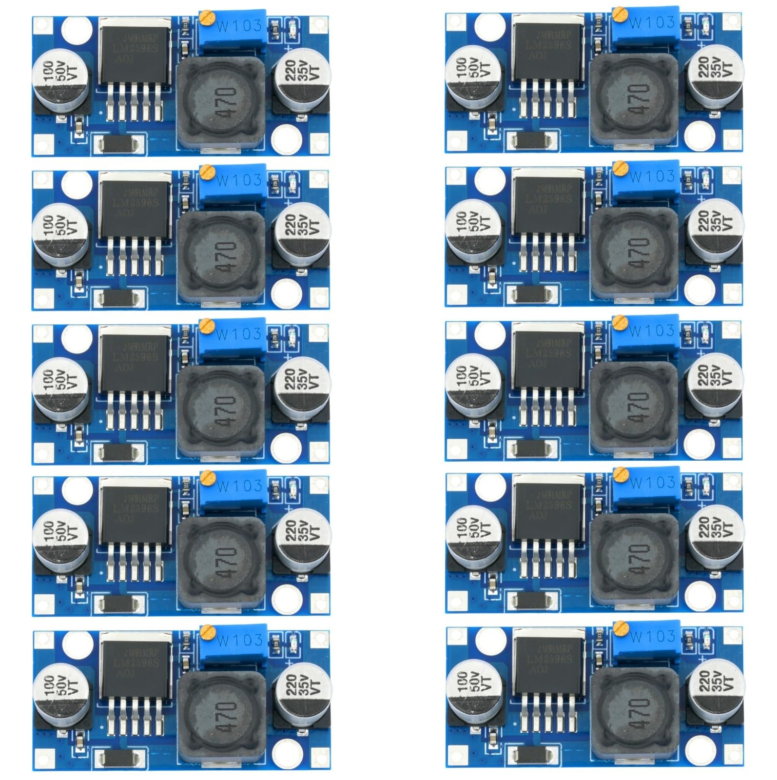 10 PCS LM2596S DC to DC Buck Converter Module 3.2-35V to 1.25-35V 3A Pwr