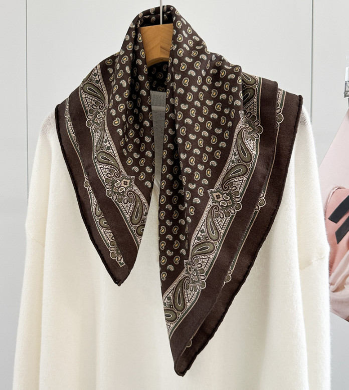 75% Cashmere 25% Silk Scarf Shawl Bandana 26'' Neckerchief cashew Print Wrap new