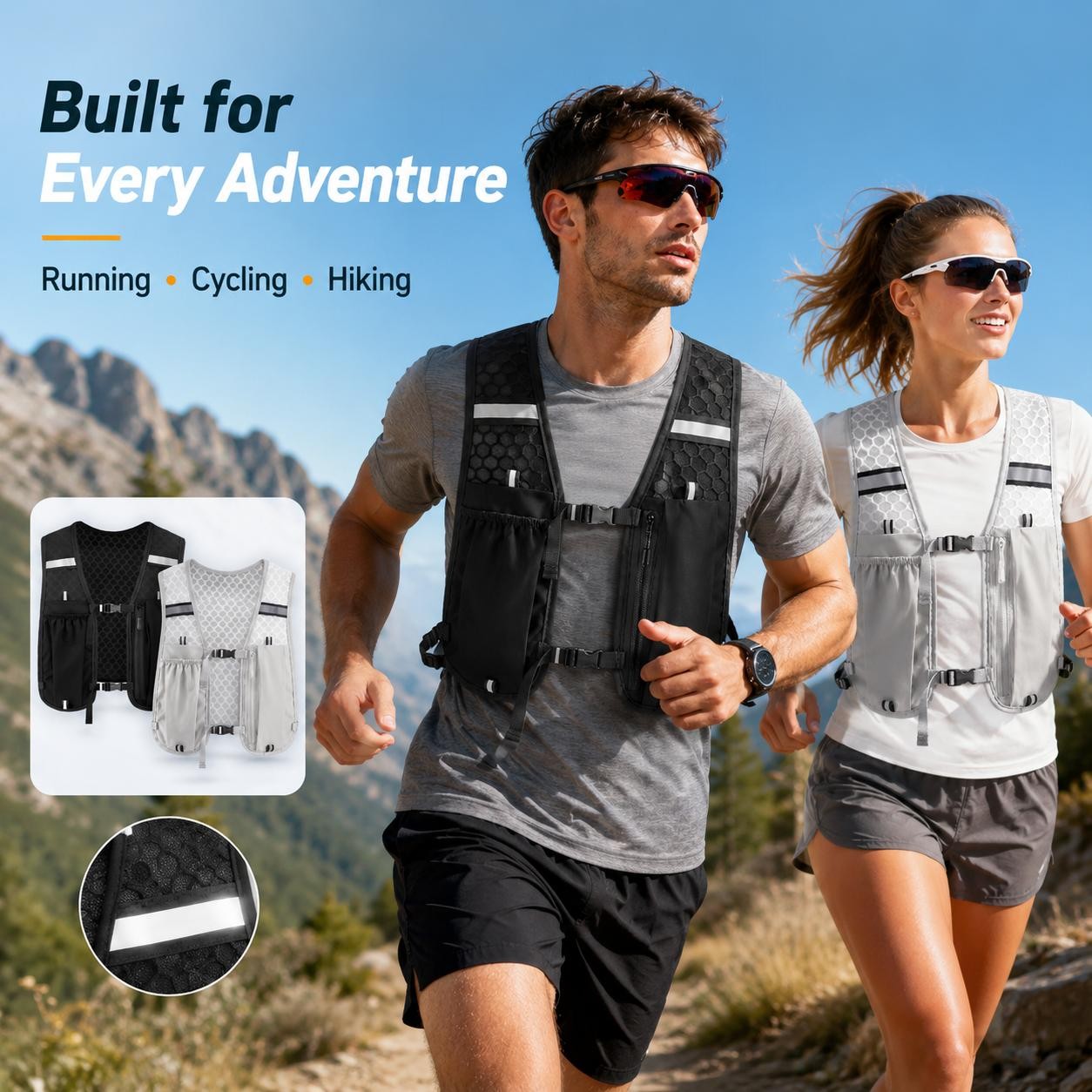Running Hydration Vest Lightweight Reflective Water Chest Pack with Phone Holder
