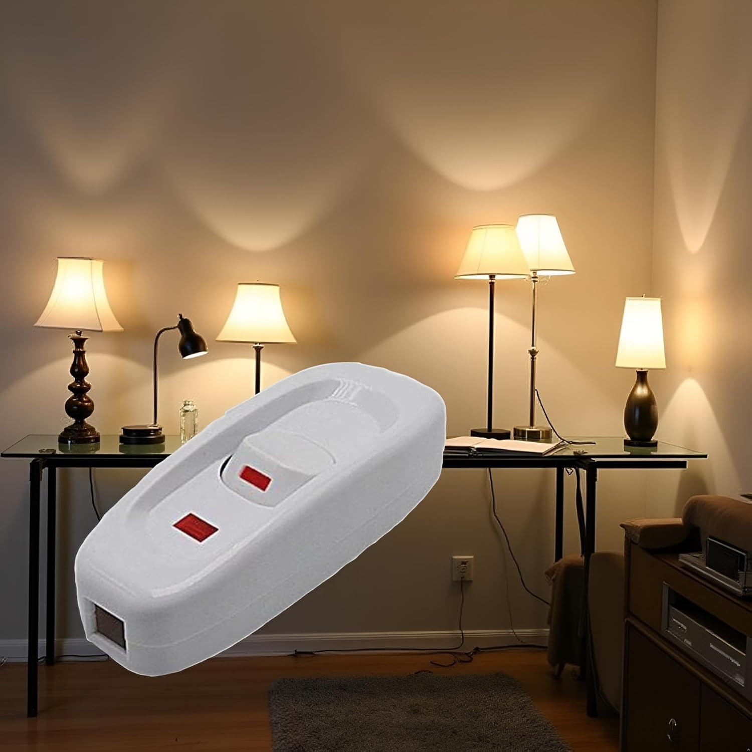 White On/Off Inline Switch Table Lamp Desk Light Cord Cable Switch 110-250V On/O
