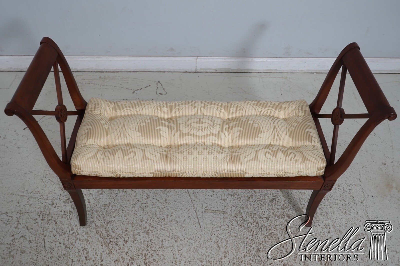 67126: Regency Style Tufted Upholstered Seat Window Bench