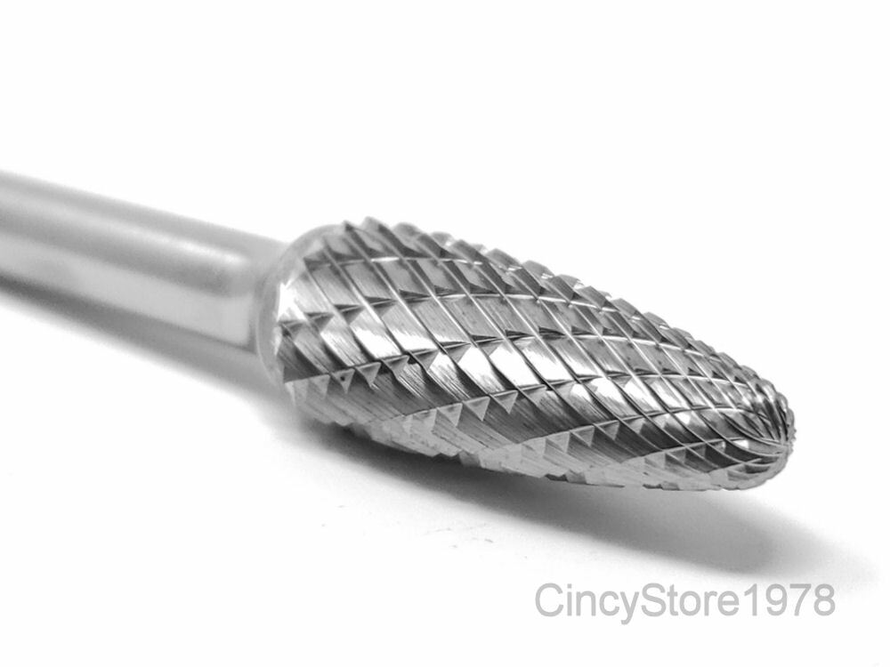 SF4D Tree Shape Tungsten Carbide Burr Bur Cutting Tool Die Grinder Bit 1/4" NEW