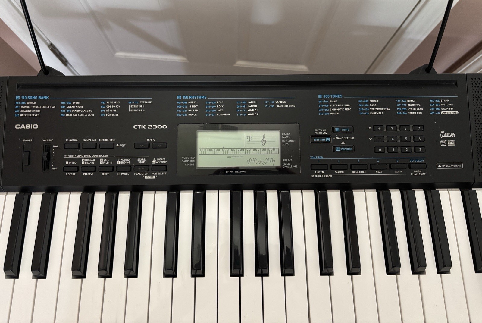 Casio CTK-2300 Keyboard COMPLETE with stand, power cord, user manual, box