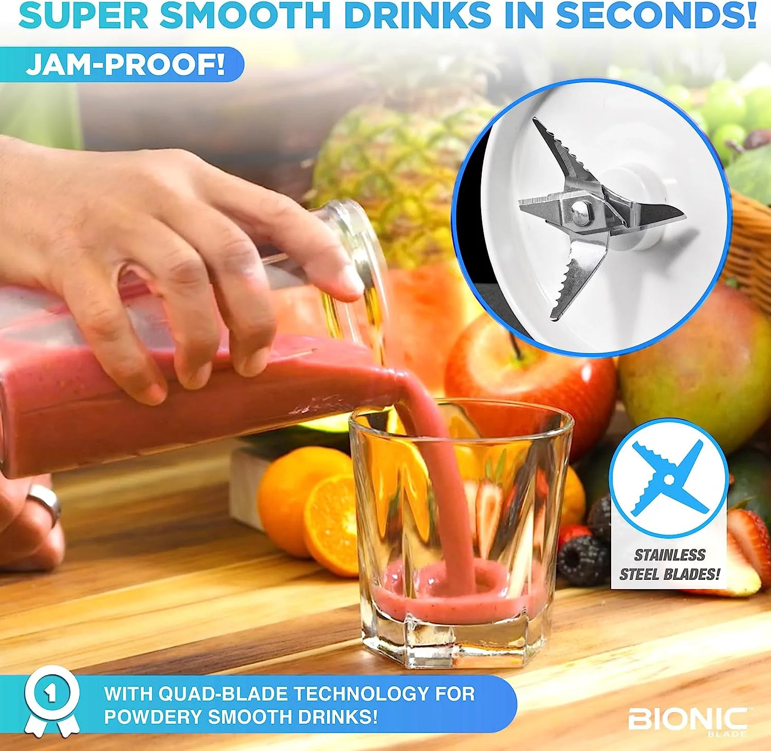 Bionic Blade Smoothie Blender Personal Portable Rechargeable Blender Juicer Prot