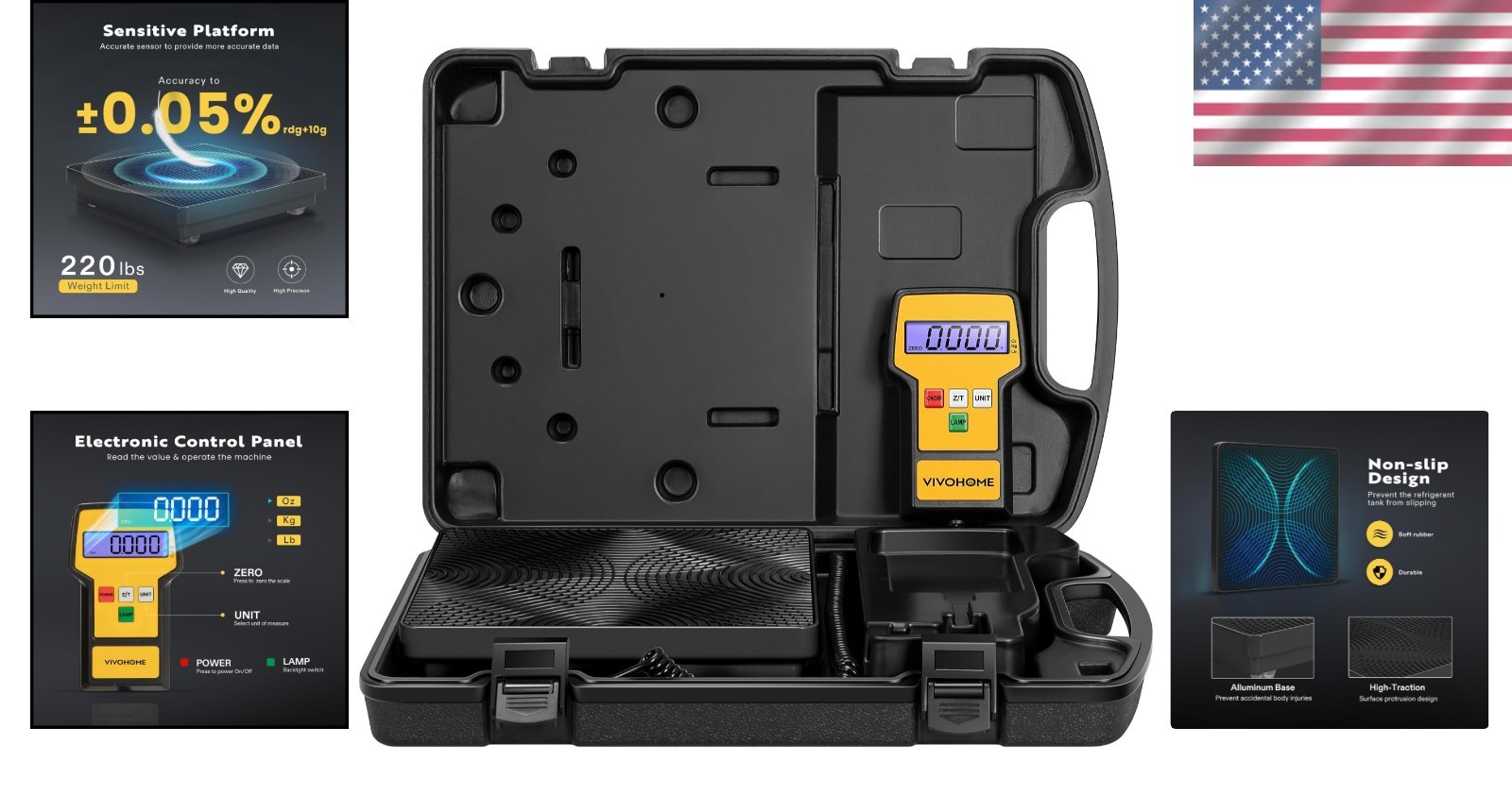 Portable 220 lb Digital Refrigerant Charging Weight Scale