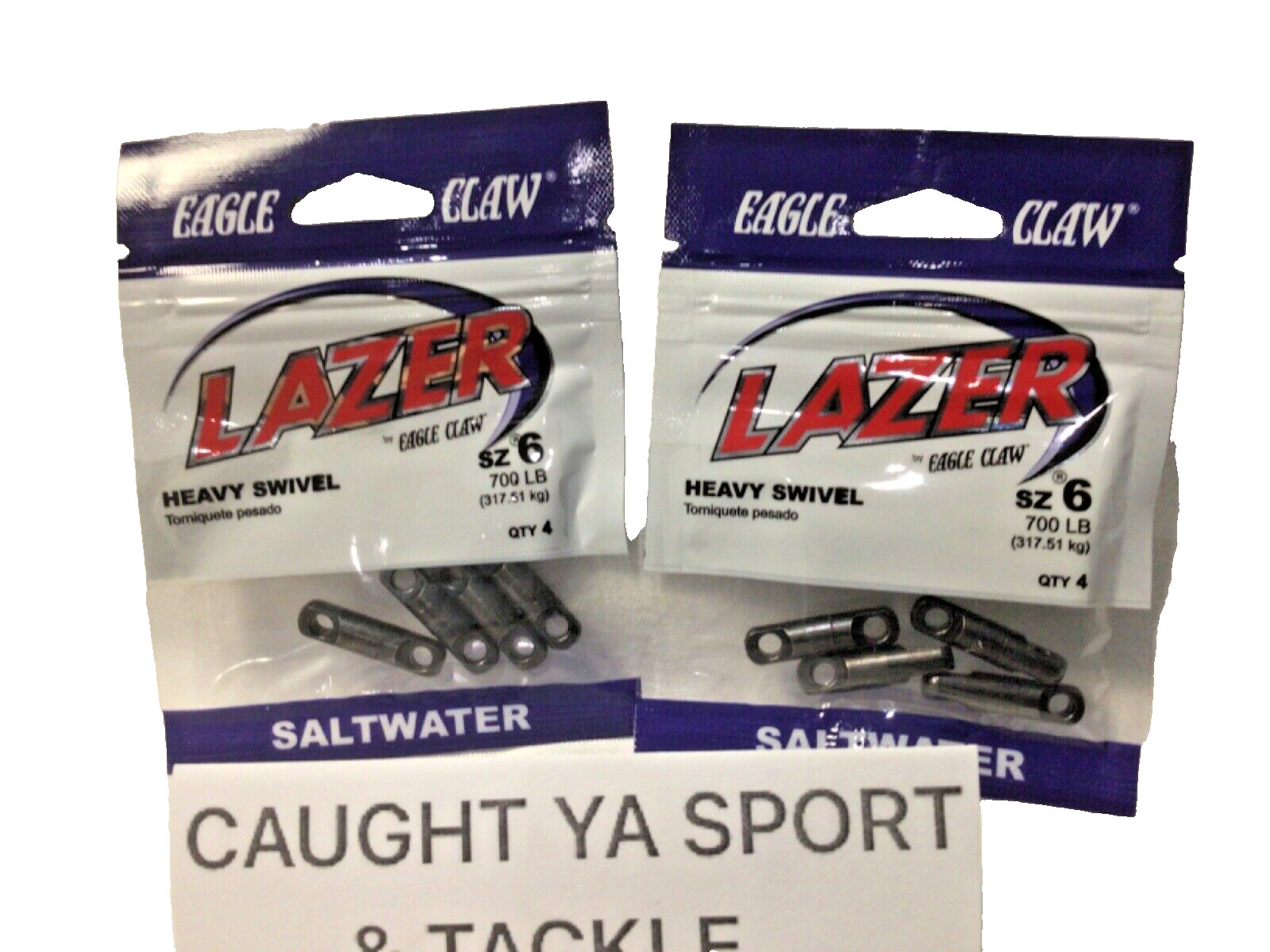 2 Packs 700lb Eagle Lazer  Heavy Saltwater Swivels  Black LHS-006 Size 6 ~