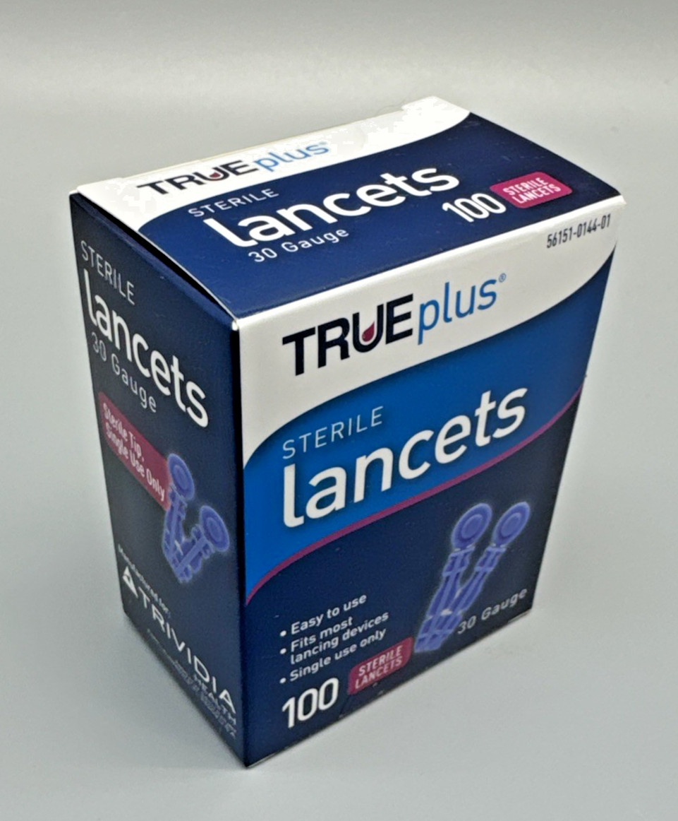 TRUEplus Sterile Lancets 30 Gauge - Pack of 100 - Exp. 2027