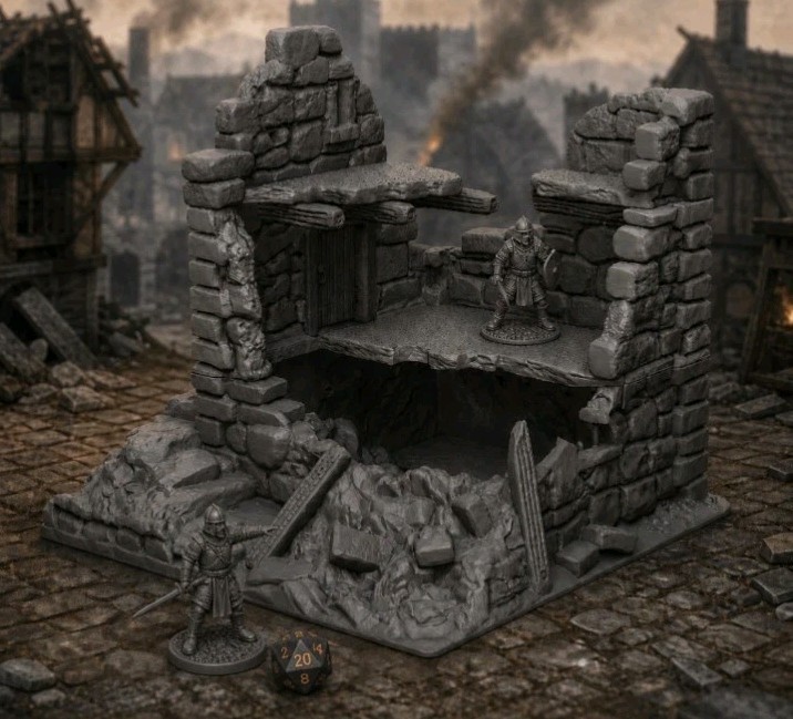 Medieval Watchtower Ruin - 32mm Scale - Fantasy Terrain - D&D -RPG