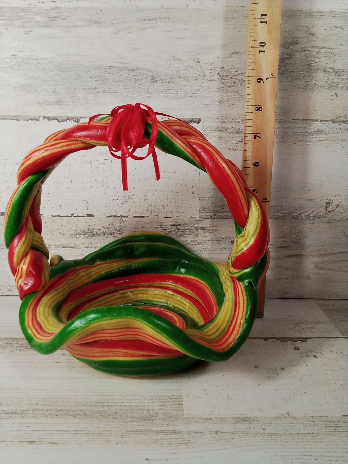 Hard Plastic Multi Color Braided Funky Cool Basket Beautiful Decor