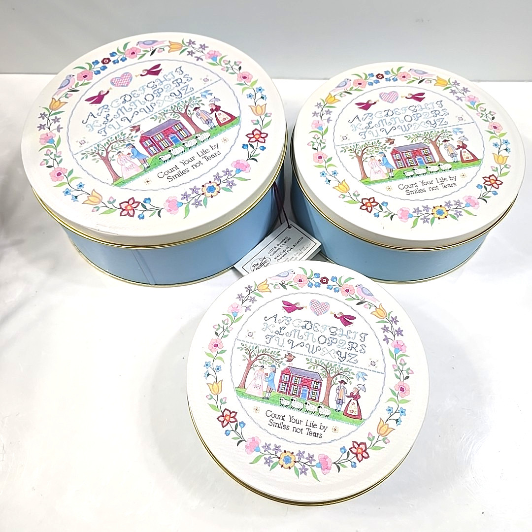 New Vintgage Designed For The Creative Circle Decorative Tins Set Of 3 8" 7" 6"D