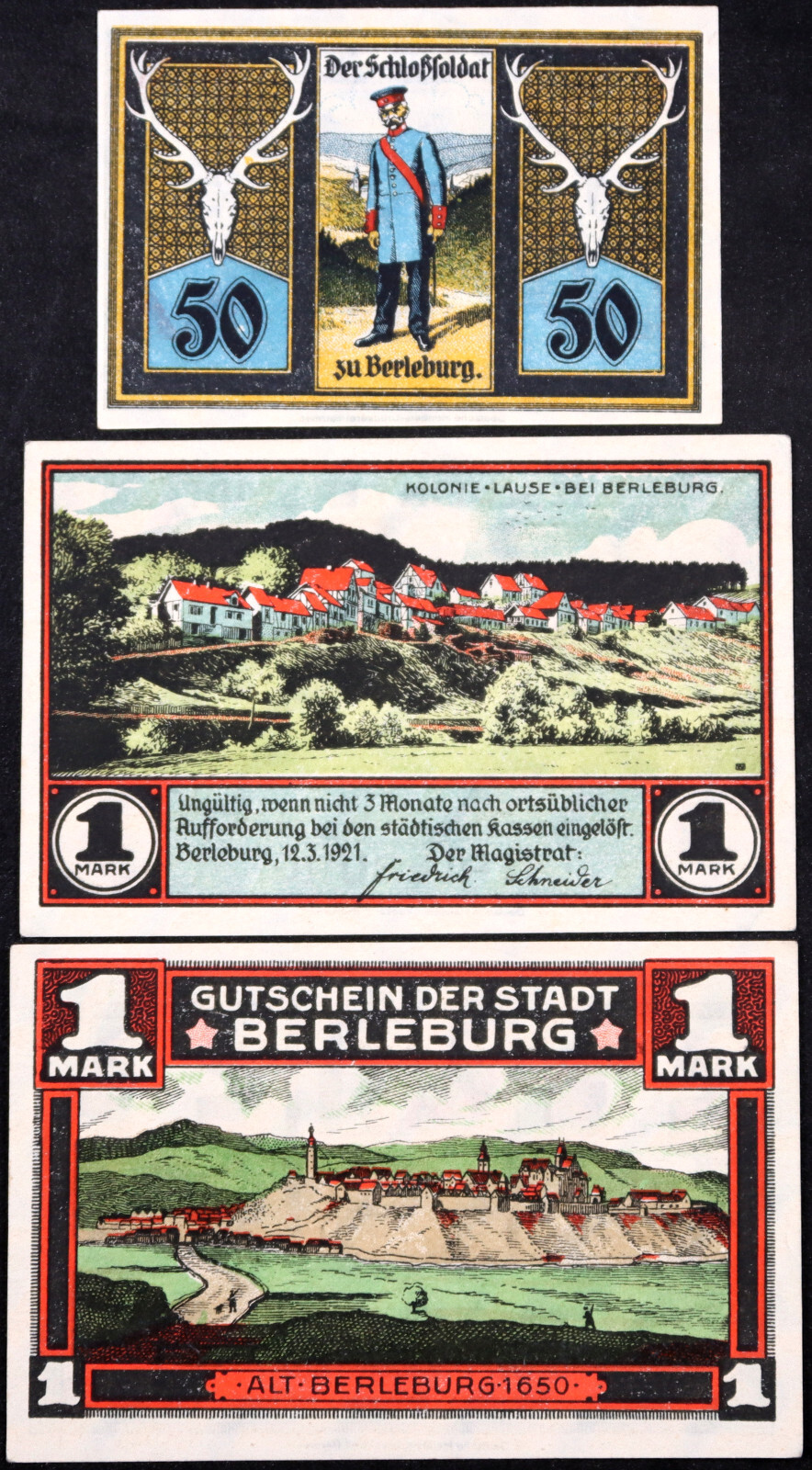 BERLEBURG 1921 "Hunting Grounds, Gypsy Colony" Complete Series German Notgeld