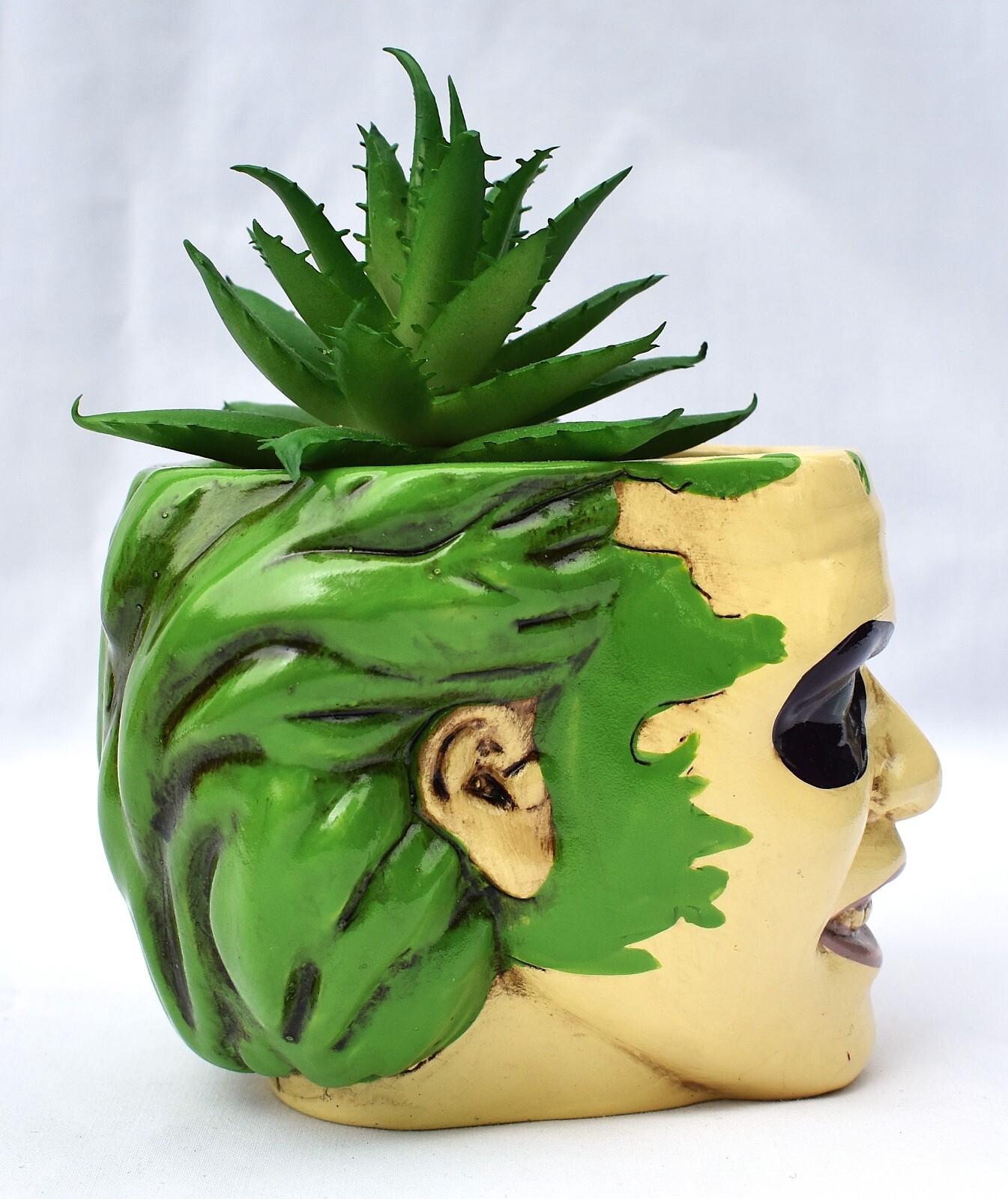 BEETLEJUICE Head - 3" Mini Planter with Artificial Aloe Succulent