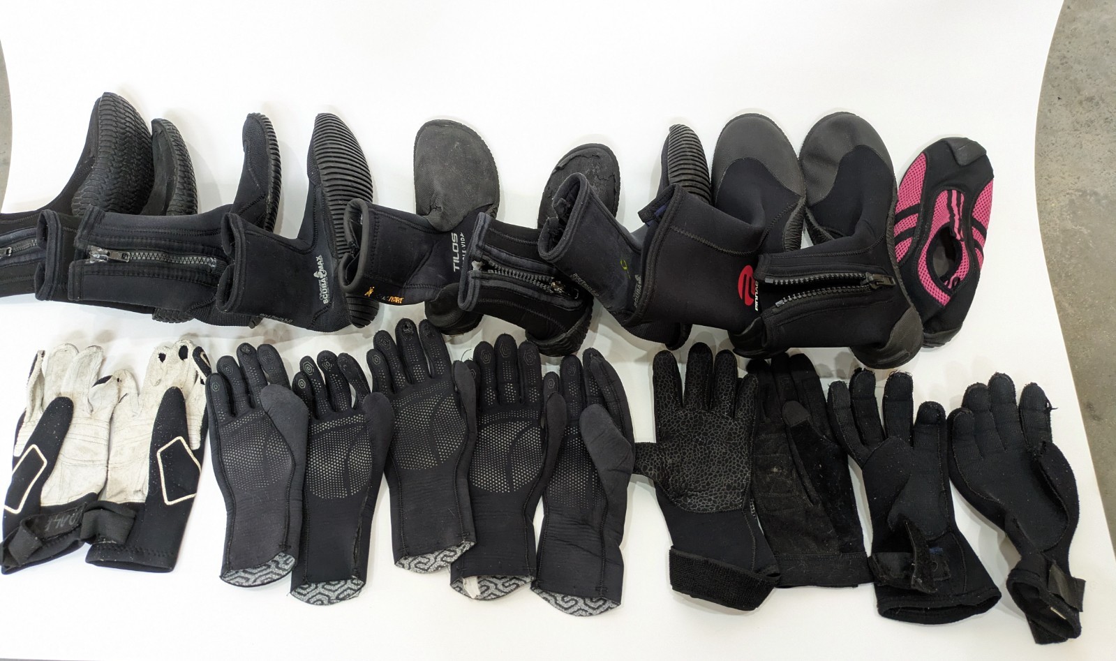 As-Is Scuba Diving Booties & Gloves Lot Package