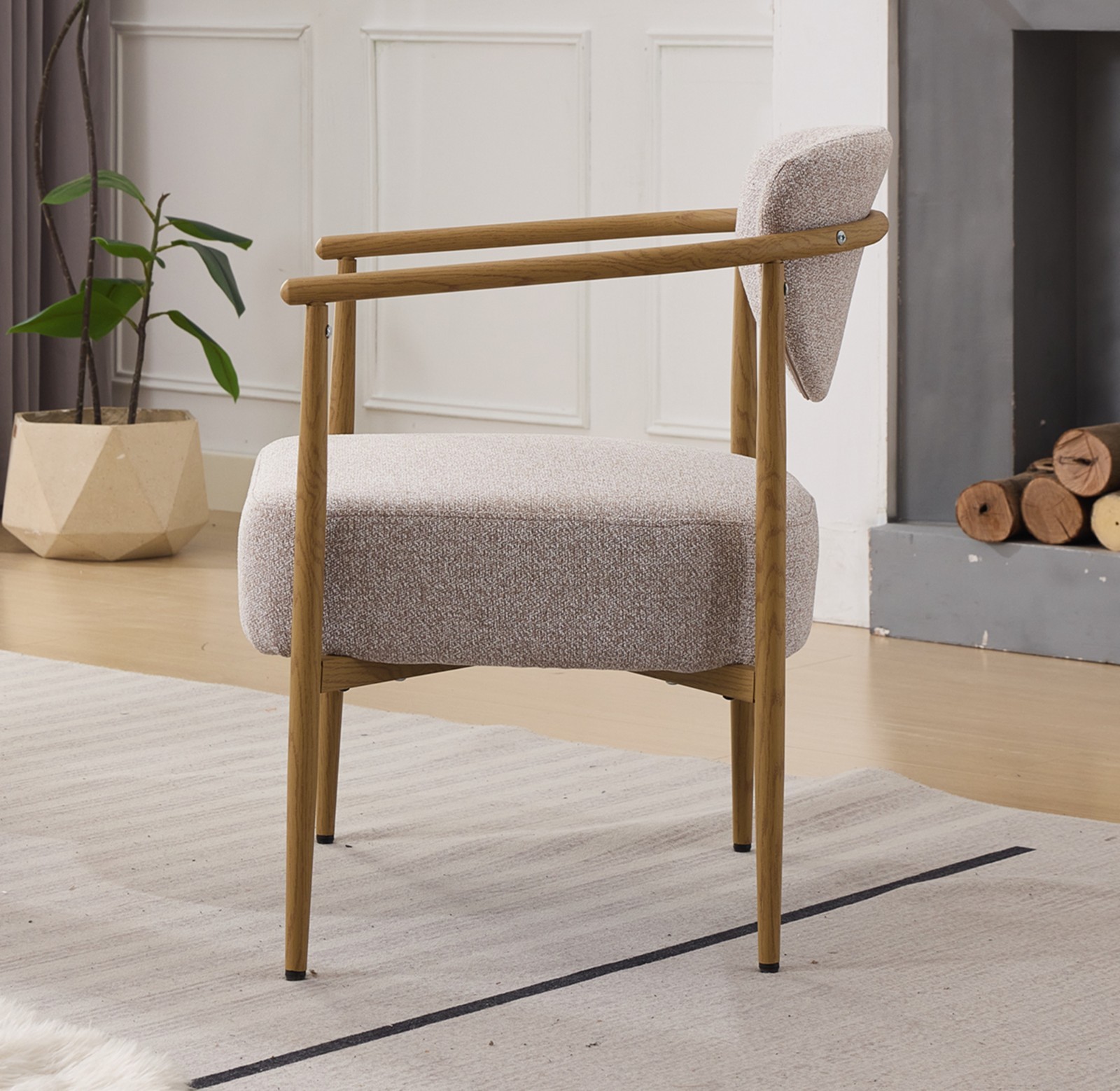 Soft Woven Fabric Chair Set with Foam & Metal Frame