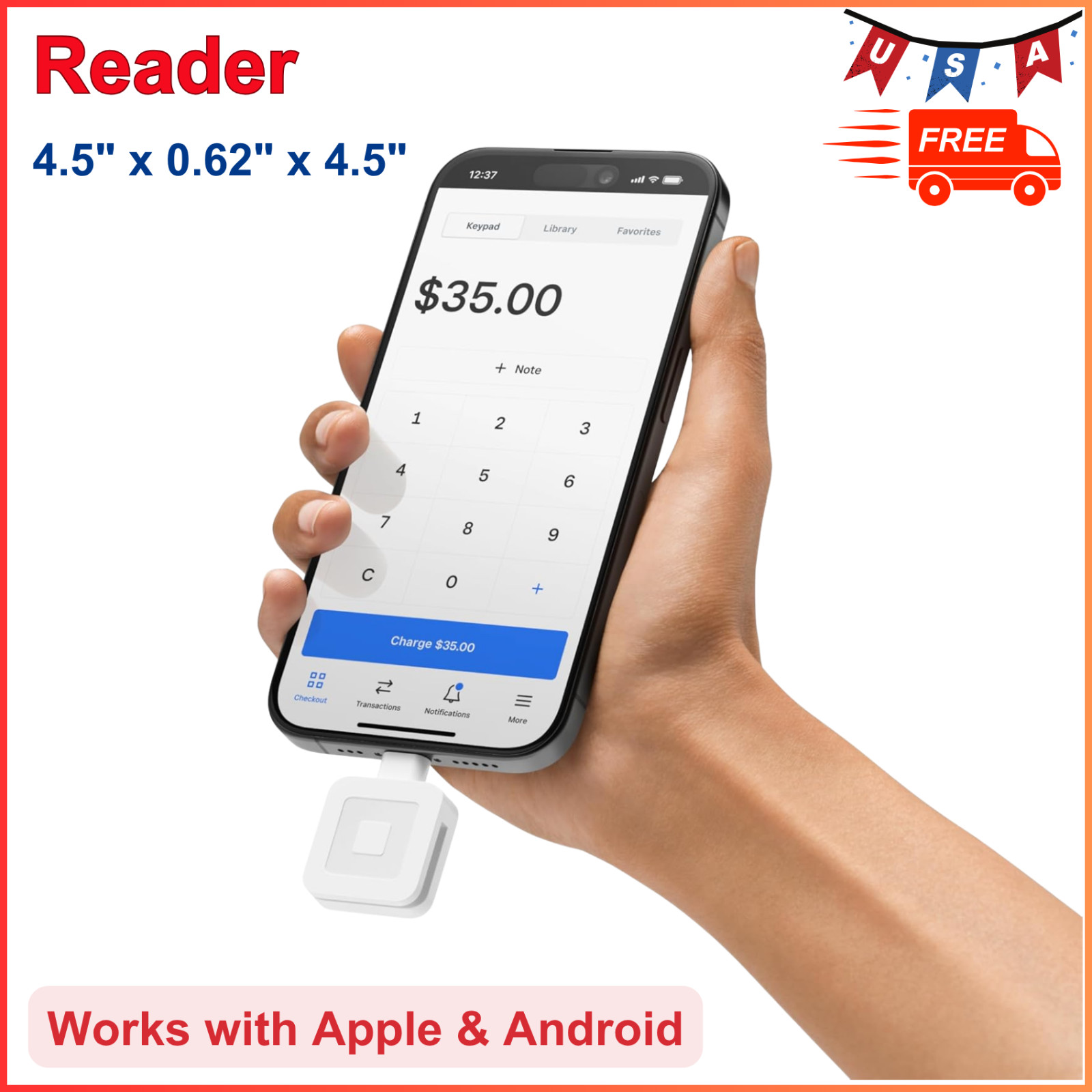 Square Reader for magstripe (USB-C) - Works with Apple Devices with A Lightning