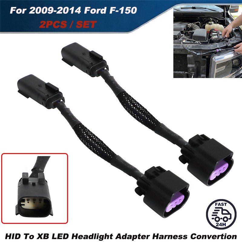 HID To XB LED Headlight Adapter Harness Convertion Kit For 2009-2014 Ford F-150