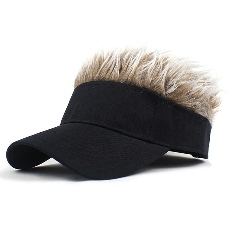 Men Wig Golf Baseball Cap with Fake Hair Cap Sun Visor Whimsy Fun Toupee Hats