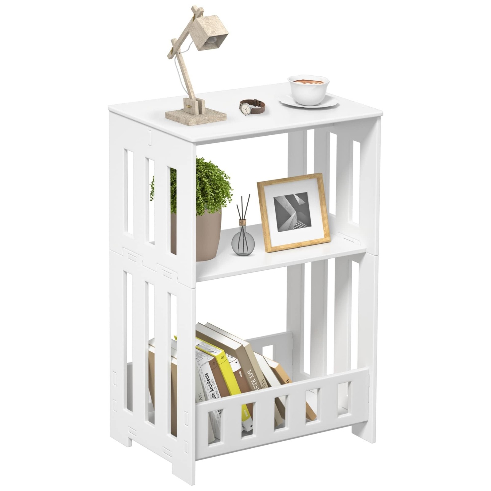 HAYOFAMY 3 Tier Side Table 15.7 inches x 9.8 x 23.6 inches, White