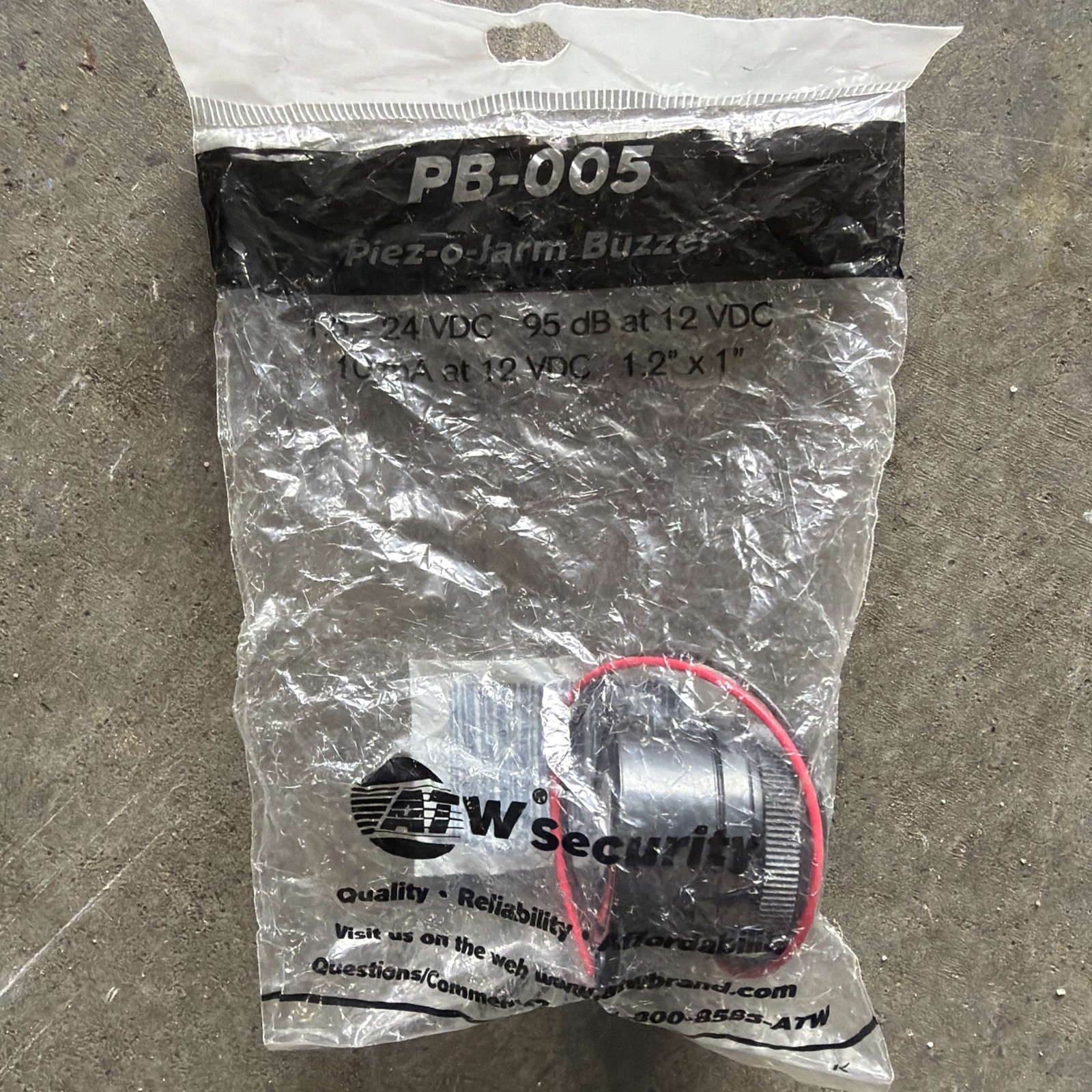ATW Security PB005 1.5 - 24 VDC Piez-o-larm Buzzer 95dB at 12VDC